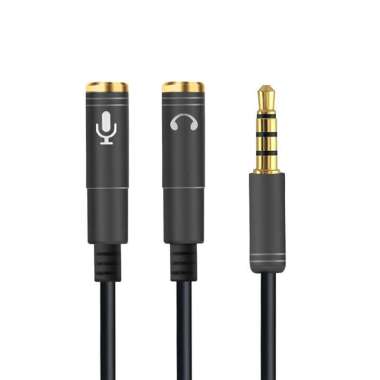 Kabel Audio Splitter 3 Ring Panjang splitter hp audio Mic - 64975 Hitam