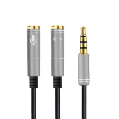 Kabel Audio Splitter 3 Ring Panjang splitter hp audio Mic - 64975 Silver