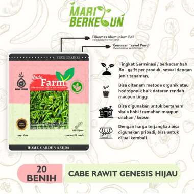 Benih Biji Bibit 20 Tanaman Cabai Rawit Genesis Hijau INDO FARM / Cabe Rawit Genesis Hijau Kualitas 