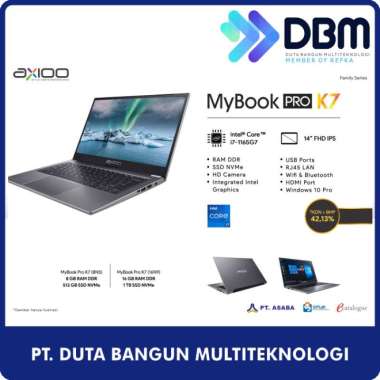 Axioo MyBook Pro K7 (8N5) 8GB RAM 512GB SSD NVME Intel Core-i7