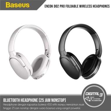 Baseus Encok D02 Pro Foldable Wireless Bluetooth Headphone Headset Bass Putih