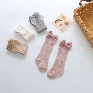 OEM SK-P381 Kaos Kaki Panjang Bayi Anak Breathable Pita / Kaus Kaki Pendek Renda Pita Bayi Balita Pe