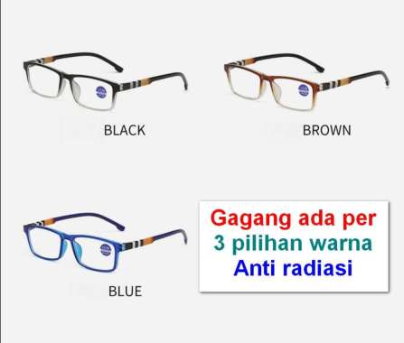 KACAMATA BACA PLUS ANTI RADIASI FRAME DENGAN PER PLUS150 Hitam