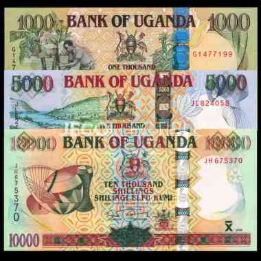 Set Shillings Uganda Lama Uang Kertas Asing