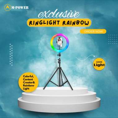 Ring Light LED Rainbow + TRIPOD MINI BESI TRIPOD STAND 2.1M Multicolor