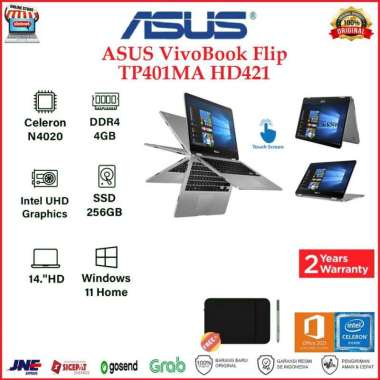 ASUS VivoBook Flip TP401MA HD421 N4020 4GB 256GB SSD WIN11 OHS