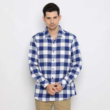 Platini Kemeja Pria Flanel Panjang Biru 76363 L