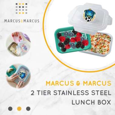 Marcus & Marcus 2 Tier Stainless Steel Lunch Box - Football