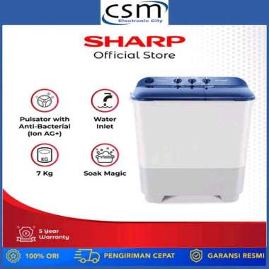SHARP ES-T75NT Mesin Cuci 2 Tabung 7Kg EST75NT / 75NT PK-BL Garansi Resmi