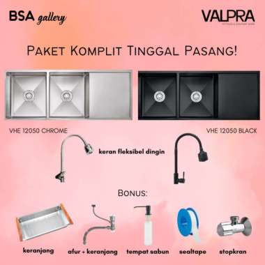 PAKET KITCHEN SINK VALPRA 12050 + KERAN FLEKSIBEL DINGIN / SINK 120X50 chrome