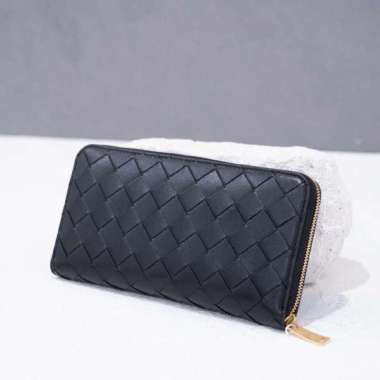 Bottega veneta bv long wallet zipper black