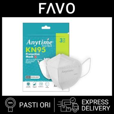 Masker Medis - Anytime KN95 Protective Mask 5 Ply Earloop White 3 Pcs