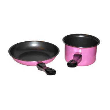 Maspion Pastela Set Fry Pan dan Milk Pan - Pink