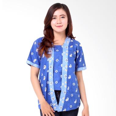 Batik Distro BA7976 Blus Wanita Kutu Baru - Biru