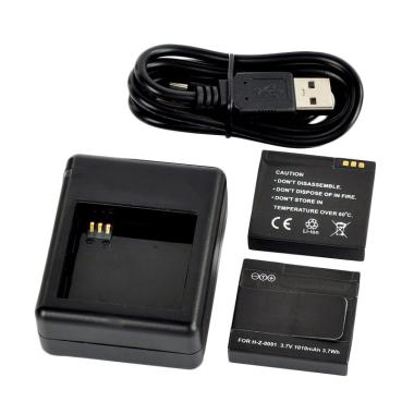 Dual Battery Charger Xiaomi Yi dan 2 Baterai-Hitam