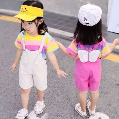 SETELAN OVERALL KATUN import motif butterfly setelan baju anak perempuan overall anak cewek baju pel