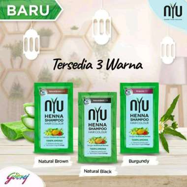 NYU Henna Shampoo Hair Colour Pewarna Rambut 20ml Natural Brown