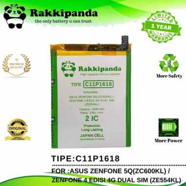 rakkipanda baterai c11p1618 for asus zenfone 5q (zc600kl) / zenfone 4 edisi 4g dual sim (ze554kl)