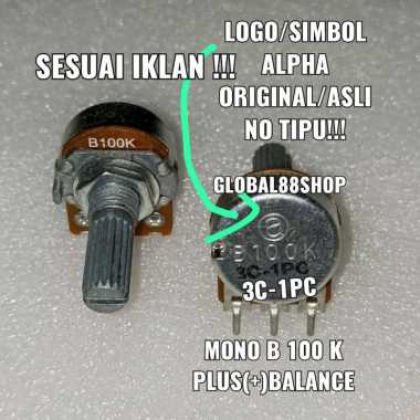 POTENSIO MONO 100K B100K B 100 K MONO PLUS BALANCE ALPHA ORIGINAL
