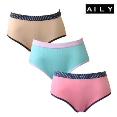 Aily AL12 Celana Dalam Wanita Soft Cotton Set 3pcs Rainbow XXL