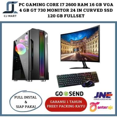 PC GAMING CORE I7 RAM 16 GB VGA 4 GB GT 730 MONITOR 24 IN CURVED SSD 120 GB FULLSET VGA 2 GB GT 1030