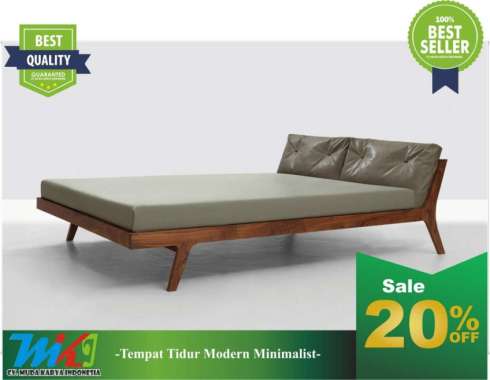 Dipan tempat tidur milenial kayu jati rangka dipan kayu jati furniture MKI 140 x 200