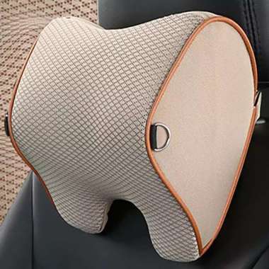 Bantal Leher Kepala Kursi Mobil Memory Foam Bantal Mobil beige