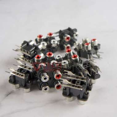Soket RCA Socket 2x2 2way 4Pin Tancap Bell PCB