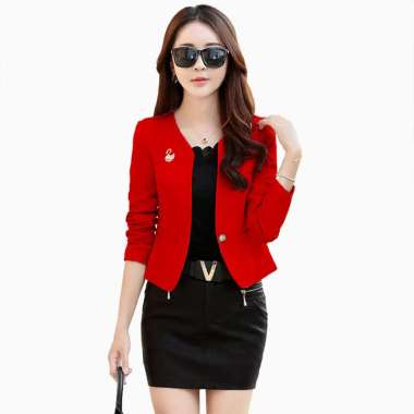 Blazer Kerja Kantor Wanita Gaya Korea Cantik Murah Terbaru - Jfashion Seoyun M-L Merah
