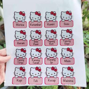Stiker Toples Hello Kitty Label Nama Bumbu Dapur Tempel Anti Air Murah