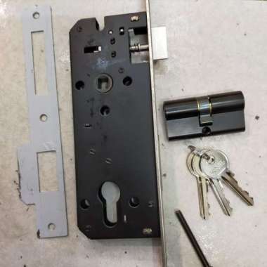 Body kunci solid stainless silinder hitam / kunci pintu solid