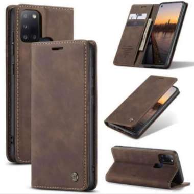 CASE CASEME SAMSUNG A21s FLIP CASE DOMPET KULIT ORIGINAL Hitam