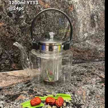 Teapot Kaca Infuser / Teko Kaca Saringan Stainless 1,2liter YT13