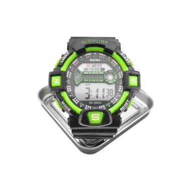 Jam Tangan Digital LCD Sport Design Pria Wanita Free Baterai dan Kotak hijau lime