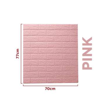 Goto Brick Wallpaper Dekorasi Sticker Dinding Foam Batu Bata 3D PINK 70 x 77
