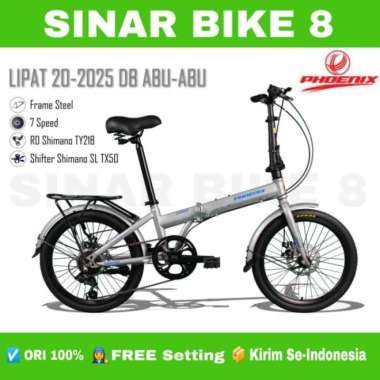 Sepeda Lipat 20 Inch Phoenix 20-2025 Db Boncengan 7 Speed Silver