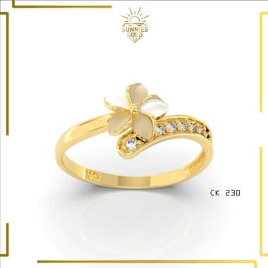 CINCIN WANITA EMAS ASLI KADAR 375% DAN KADAR 300% CINCIN SIMPEL CINCIN BUNGA EMAS MODEL BARU CK 230 
