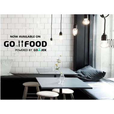 Stiker Dinding Kaca Cafe Wall Sticker Go Food 073 Hitam-Turqouise