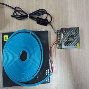 Set Led Neon Flex Flexible 5Meter Dc12V Ip65 Waterproof Tinggal Colok Ice Blue