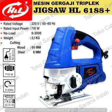 H&L HL 6188+ MESIN GERGAJI TRIPLEK ELEKTRIK 710 WATT KAYU 65MM BESI 6MM JIGSAW HNL HL6188+ GERGAJI L