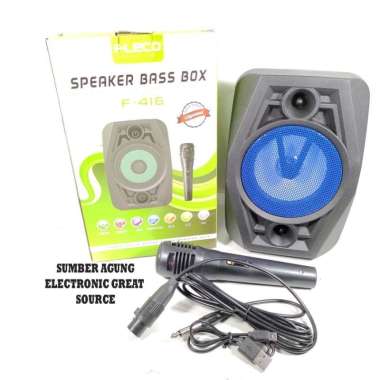Fleco F416 F417 Speaker Bass Box 416 Bonus Mic Bluetooth LED Speaker A