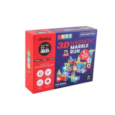 Okiedog EZLink 3D Magnetic Marble Run with Light [75 pcs]