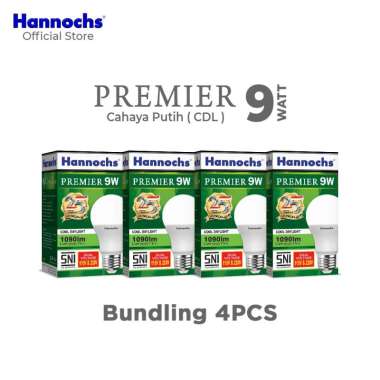Hannochs - Lampu LED Premier - 9 watt - Cahaya Putih (Paket 4 PCS) Putih