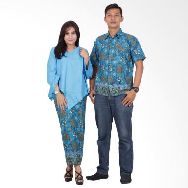 Batik Putri Ayu Solo srd201 Batik Couple Sarimbit Dress - Biru Laut