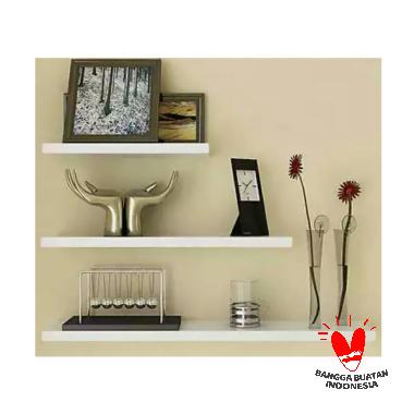 Sakura Floating Shelves White Glossy Rak Dinding
