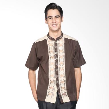 Batik Distro K8072 Kemeja Pria Koko Bordir - Coklat