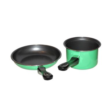 Maspion Pastela Set Fry Pan dan Mil ... asak - Hijau [20 & 14 cm]