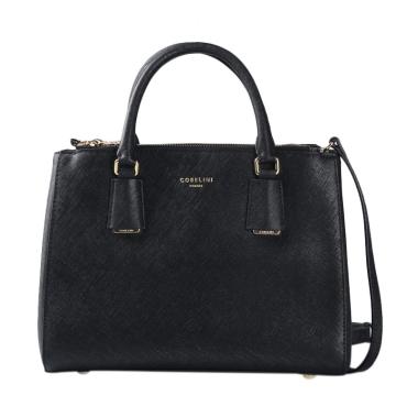 Gobelini Coco Double Zipped Satchel Bags - Black