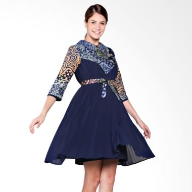Mentique Boutique Swing Midi Batik Dress - Biru
