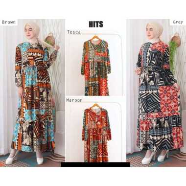 Gamis Dress Baju Muslim Gamis Jersey Lemonskin 8477 TOSKA